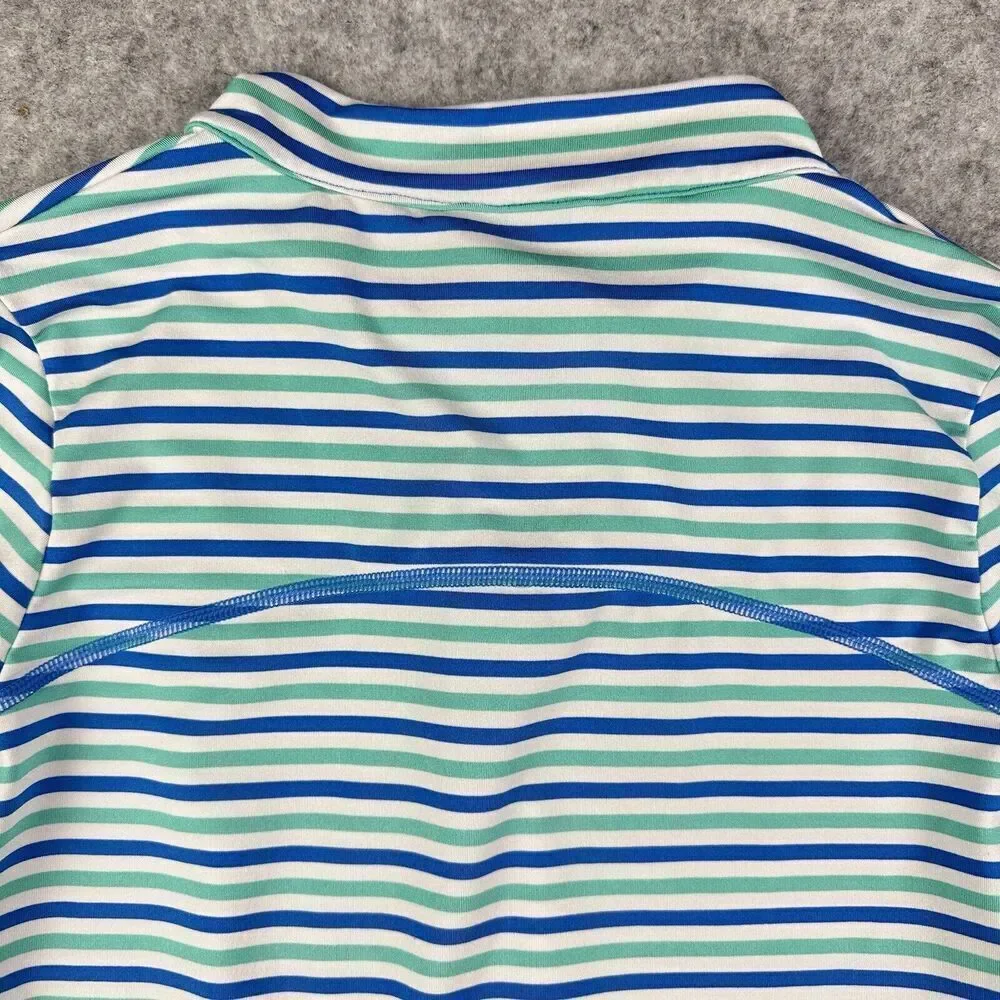 Coolibar Turtle Bay Swim Jacket Youth L Blue Green Striped Full Zip UPF 50+